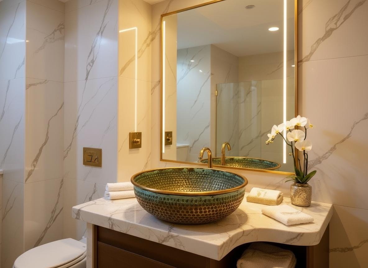 Handmade Green Patina Brass Sink – Moroccan Hammered Vessel Bowl