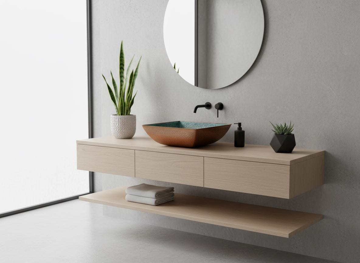 Handmade Hammered Copper Sink – Square Green Patina Vessel Basin