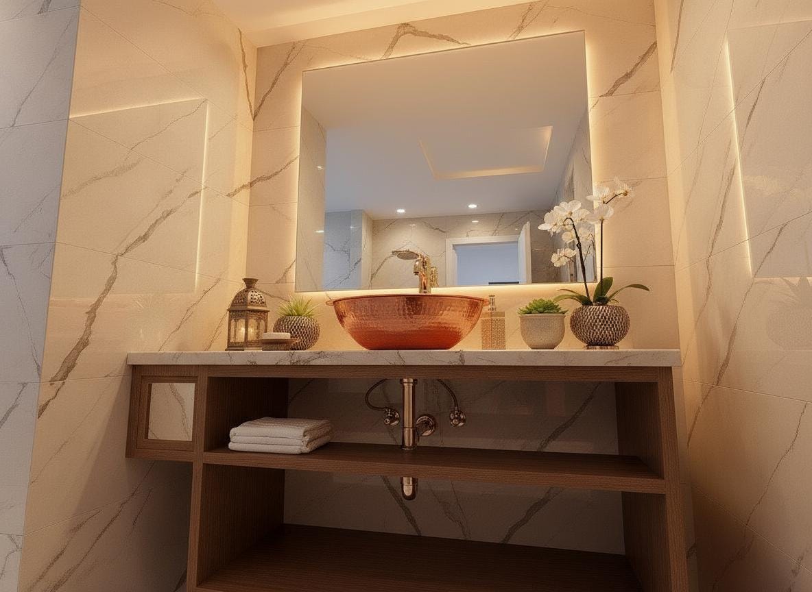 Handmade Hammered Copper Sink Bowl – Moroccan Honeycomb Vessel Basin