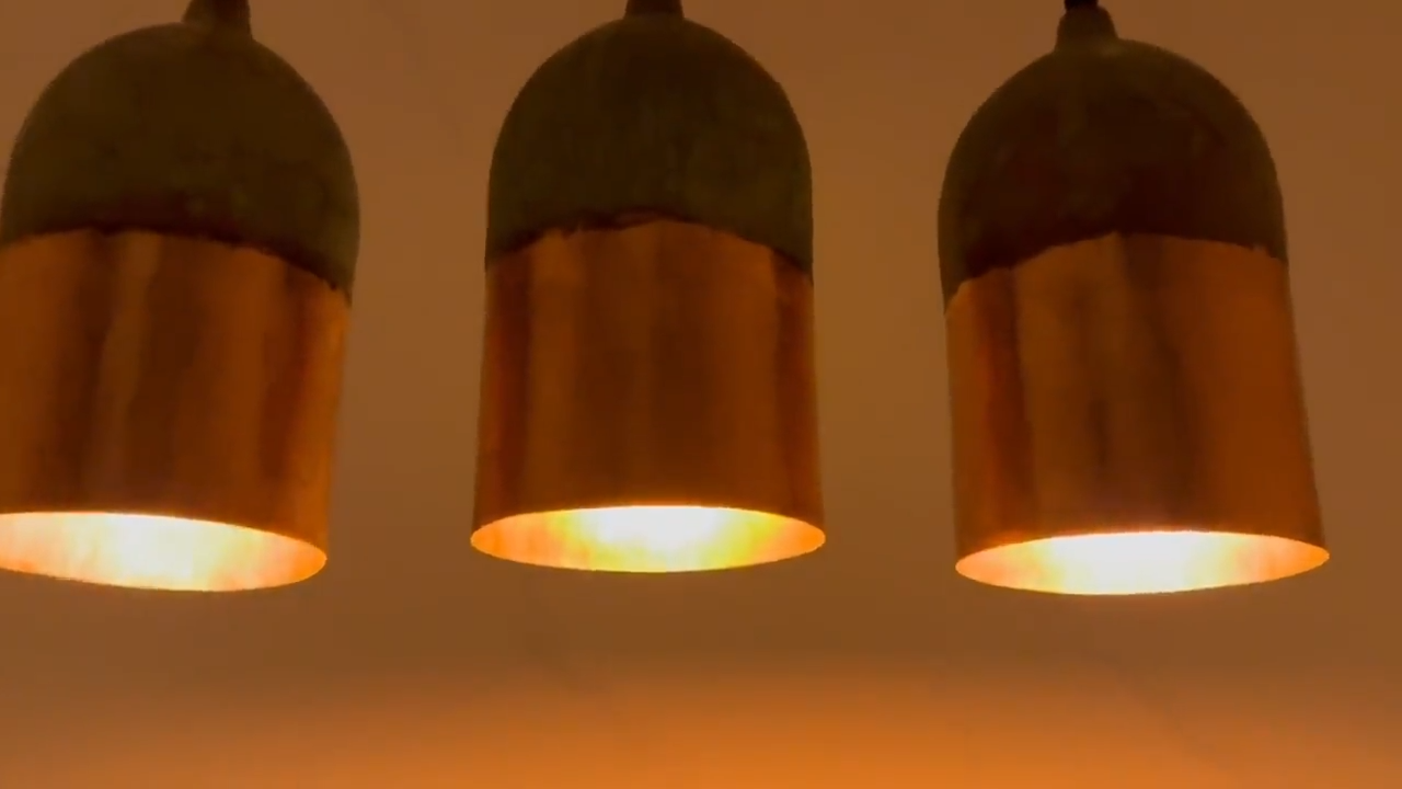 Rustic Copper Pendant Light with Green Patina